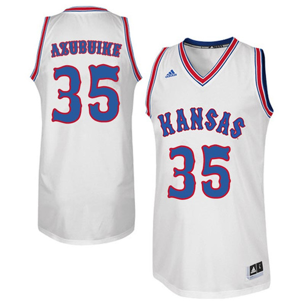 Men #35 Udoka Azubuike Kansas Jayhawks Retro Throwback College Basketball Jerseys Sale-White - Click Image to Close